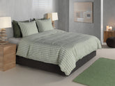 Dekbedovertrek Righe di Percalle Smokey Green - 100% Katoen-Perkal